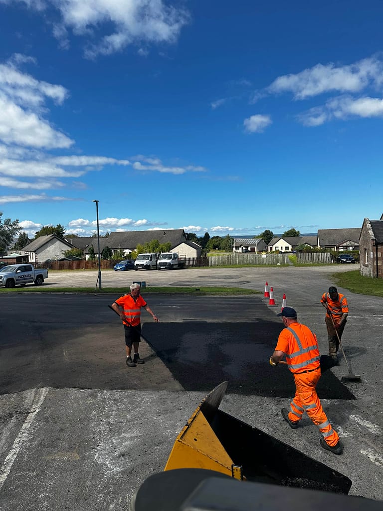 Noble Surfacing team at work laying tarmac