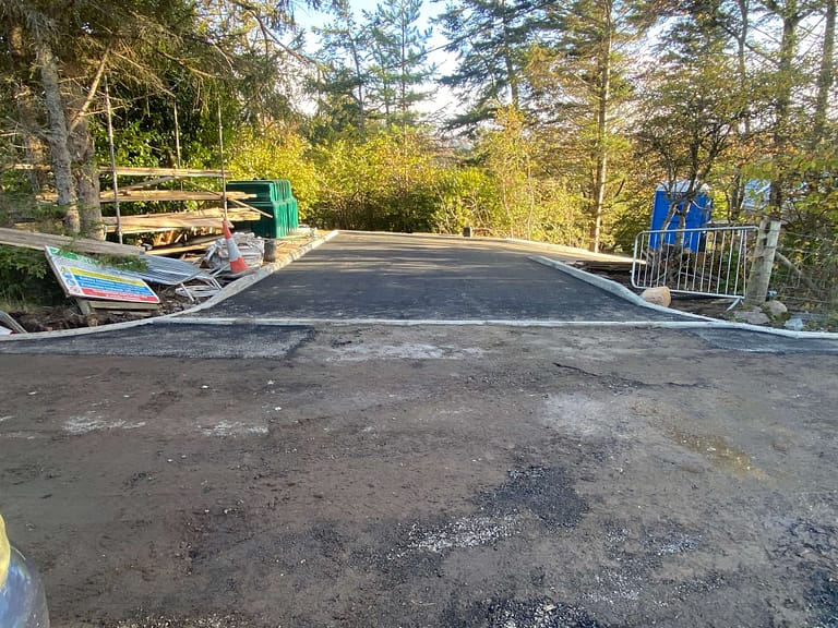Site entrance at a completed driveway surfacing project
