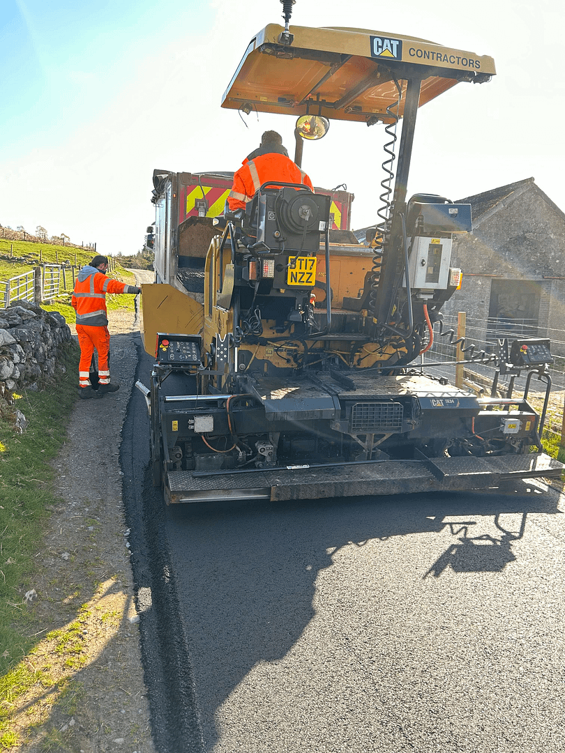 Paving equipment used and owned by Noble Surfacing for surfacing contracts in the Highlands